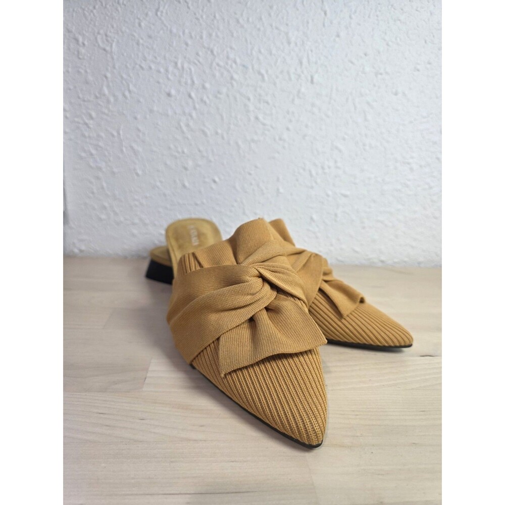 Vivaia Pointed- Toe Knot Sandals Yaffa Mustard Yellow Old Money Knit Comfort 10